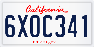CA license plate 6XOC341