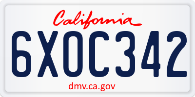CA license plate 6XOC342