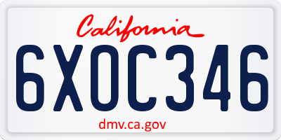 CA license plate 6XOC346