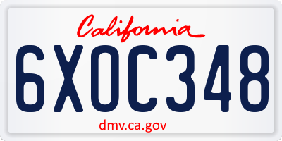 CA license plate 6XOC348