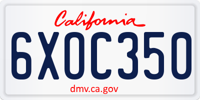 CA license plate 6XOC350