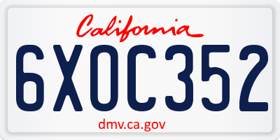 CA license plate 6XOC352