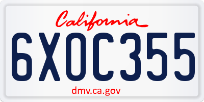CA license plate 6XOC355