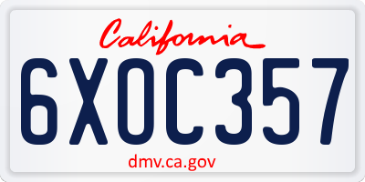 CA license plate 6XOC357