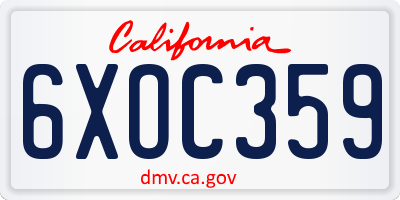 CA license plate 6XOC359