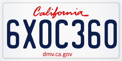 CA license plate 6XOC360