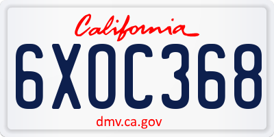 CA license plate 6XOC368