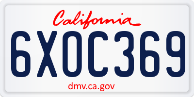 CA license plate 6XOC369
