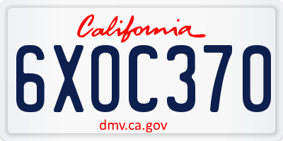 CA license plate 6XOC370