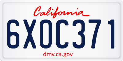 CA license plate 6XOC371
