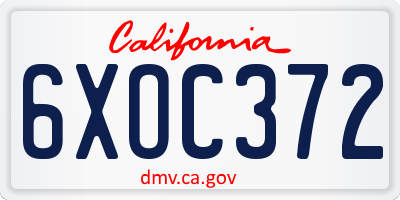 CA license plate 6XOC372