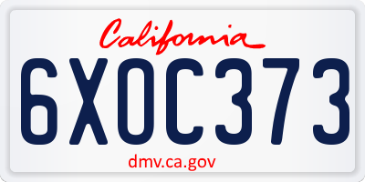 CA license plate 6XOC373