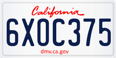 CA license plate 6XOC375