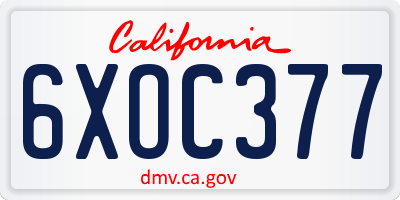 CA license plate 6XOC377
