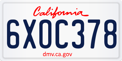 CA license plate 6XOC378