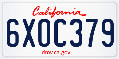 CA license plate 6XOC379