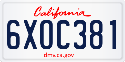 CA license plate 6XOC381