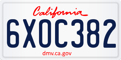 CA license plate 6XOC382