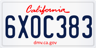 CA license plate 6XOC383