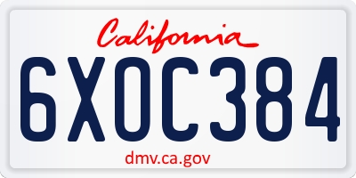CA license plate 6XOC384
