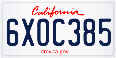 CA license plate 6XOC385