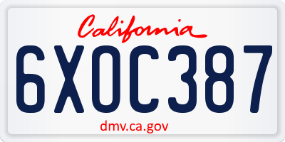 CA license plate 6XOC387
