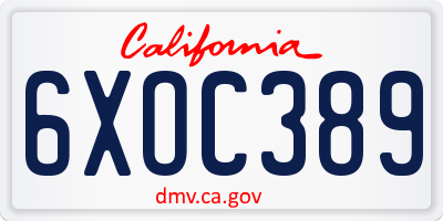 CA license plate 6XOC389