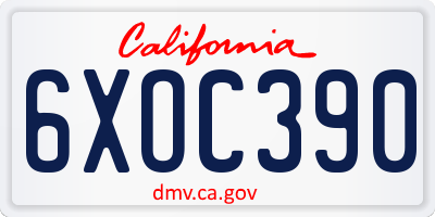 CA license plate 6XOC390