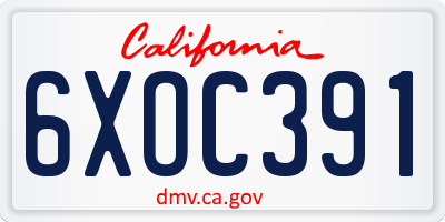 CA license plate 6XOC391
