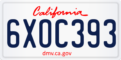 CA license plate 6XOC393