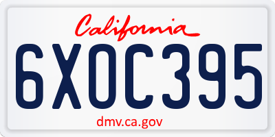 CA license plate 6XOC395