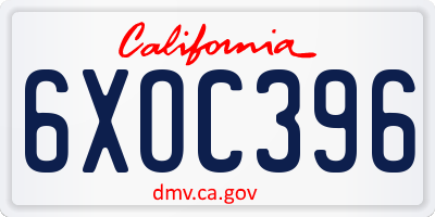 CA license plate 6XOC396