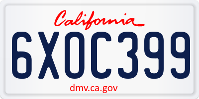 CA license plate 6XOC399