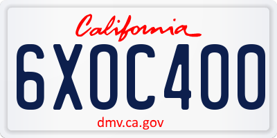 CA license plate 6XOC400