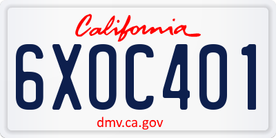 CA license plate 6XOC401