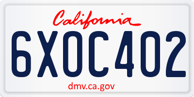 CA license plate 6XOC402