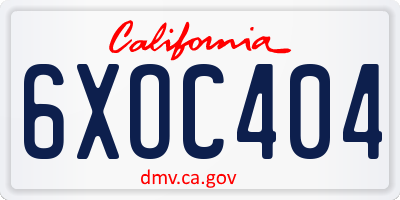 CA license plate 6XOC404
