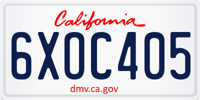 CA license plate 6XOC405