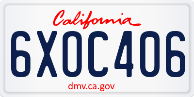 CA license plate 6XOC406