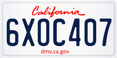 CA license plate 6XOC407