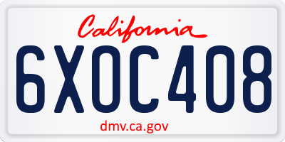 CA license plate 6XOC408