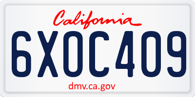CA license plate 6XOC409