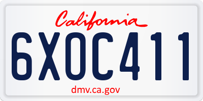 CA license plate 6XOC411