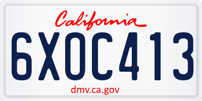 CA license plate 6XOC413