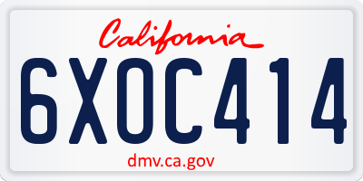 CA license plate 6XOC414