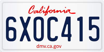 CA license plate 6XOC415