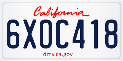 CA license plate 6XOC418