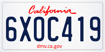 CA license plate 6XOC419