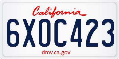 CA license plate 6XOC423