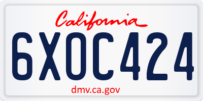 CA license plate 6XOC424
